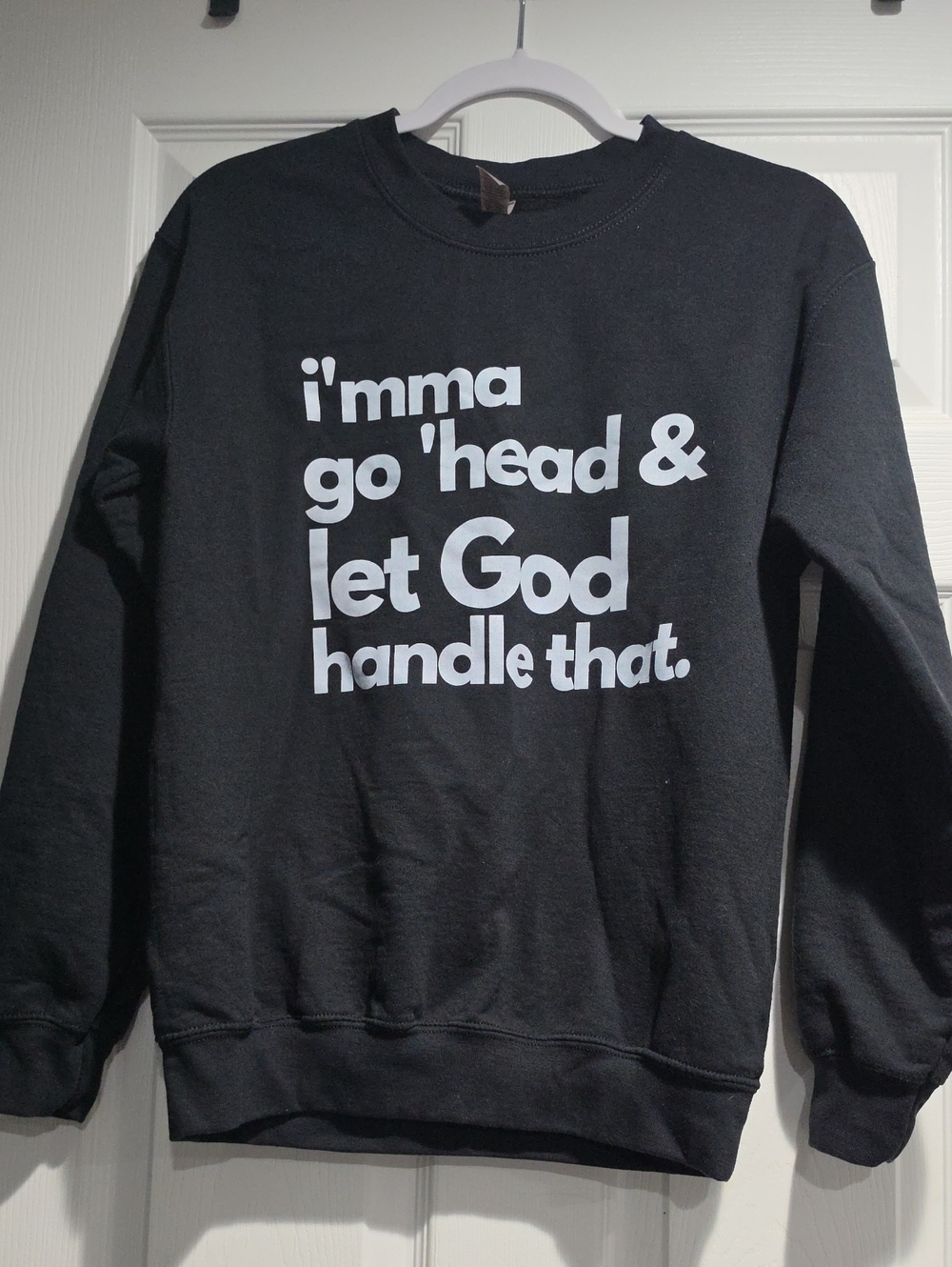 Black Crewneck Sweatshirt with White Faith Graphic